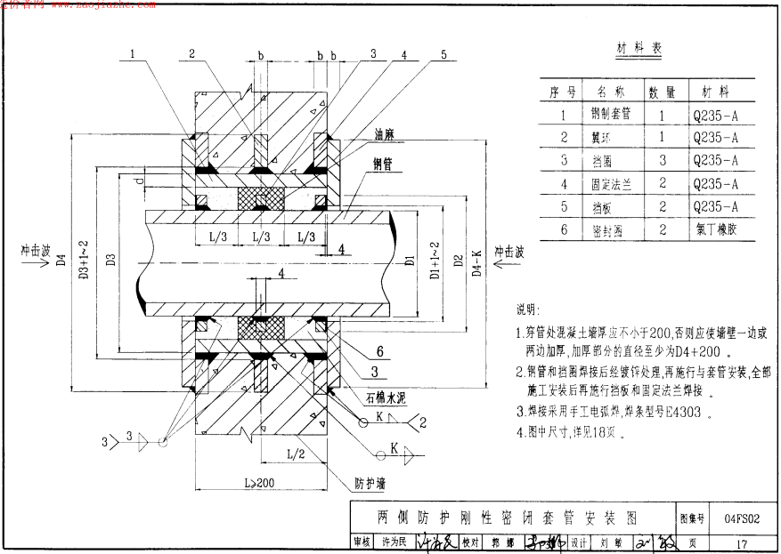 防护密闭套管安装示意图