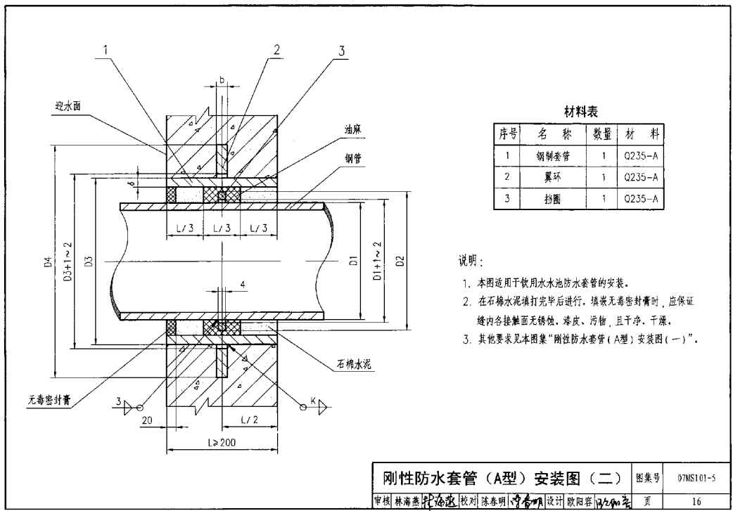 性防水套管图集规范 07ms101